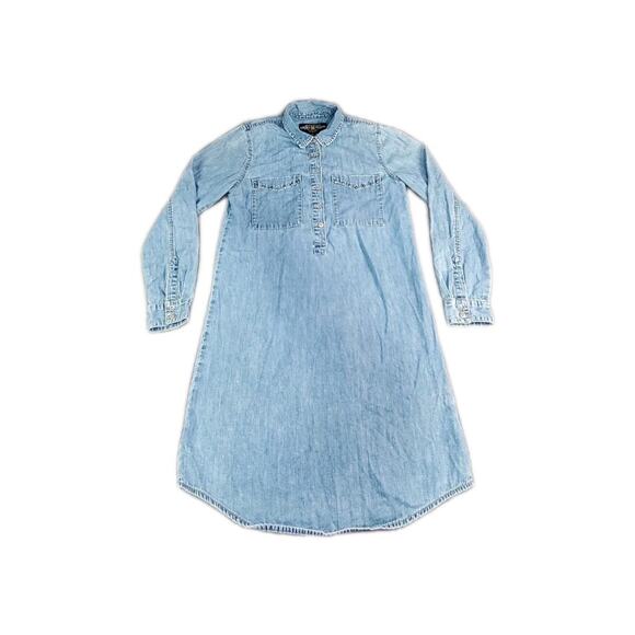 Lucky Brand Dresses & Skirts - LUCKY BRAND Womens Sz S Chambray Denim Long Sleeve Shirt Dress Blue C24